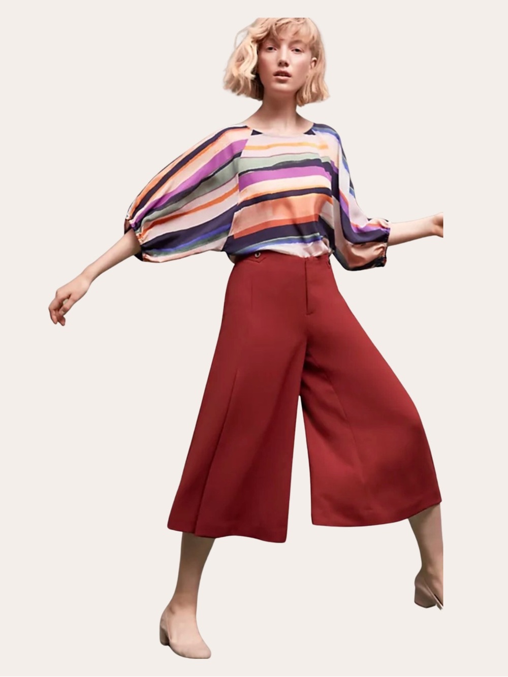 Anthropologie The Essential Culotte Pants Rust Wide Leg Size 4 Petite